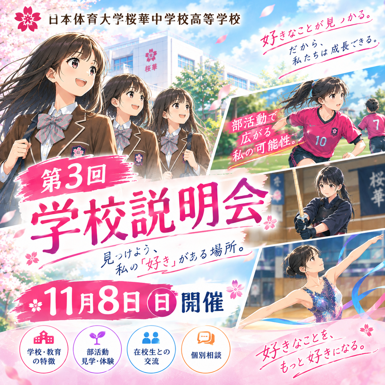 第3回学校説明会 予約開始！！ - 日本体育大学桜華中学校・高等学校